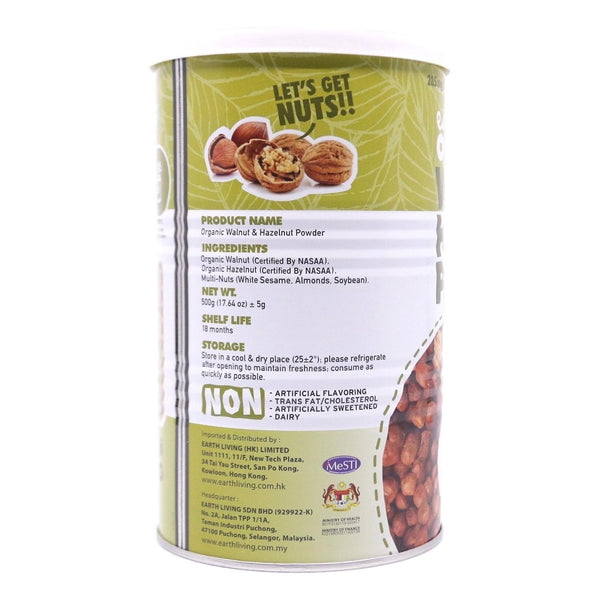 Earth Organic Walnuts & Hazelnut Powder (500g/tin)