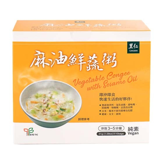 Leezen Vegetable Congee with Sesame Oil 麻油鮮蔬粥 (31gx10/Box)