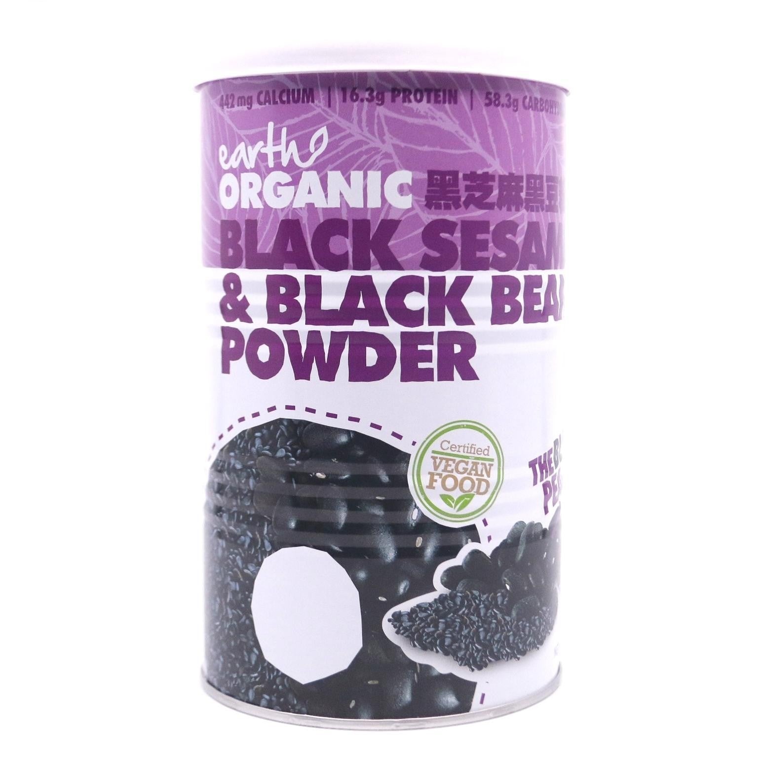 Earth Organic Black Sesame & Black Beans Powder (500g/tin)