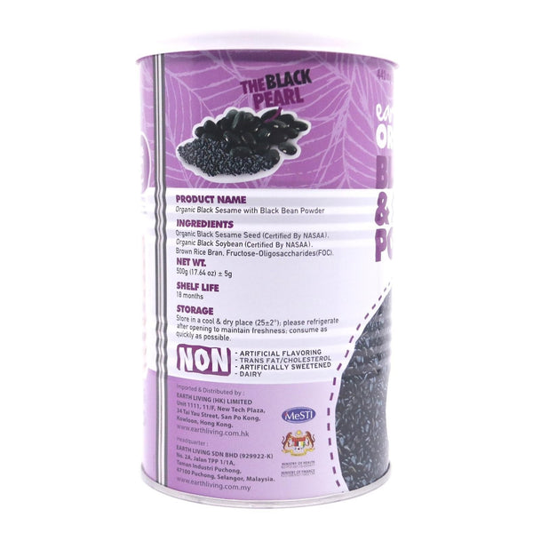 Earth Organic Black Sesame & Black Beans Powder (500g/tin)