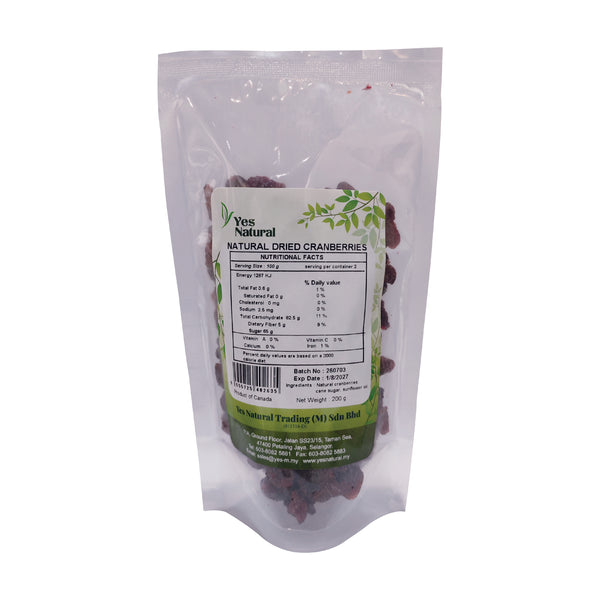 Yes Natural Dried Cranberries 蔓越莓干 200gm