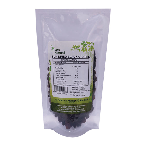Yes Natural Sun Dried Black Grape 黑葡萄干 200gm