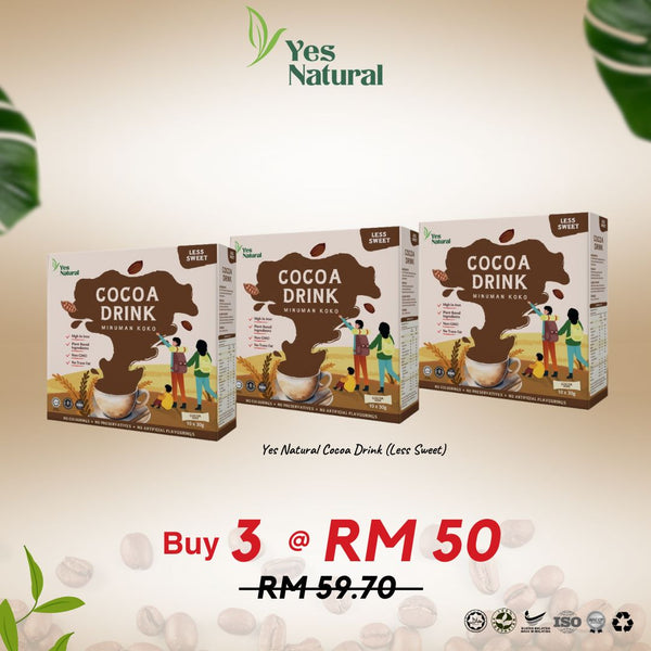 Mix Any 3 @ RM50 > Yes Natural Brown Rice Coffee (Less Sugar / No Added Sugar) / Teh Tarik / Cocoa Drink (10x30g)