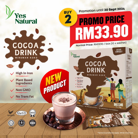 NEW ARRIVAL: Yes Natural Cocoa Drink 悦意可可饮 30g x 10